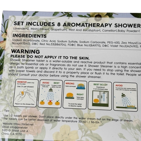 Blriet Shower Steamer 1.05 oz 8 Shower Steamers NEW Sealed Aromatherapy Spa - Picture 3 of 4